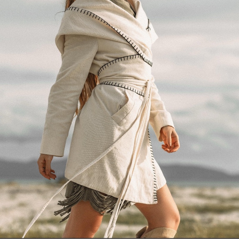 AYA SACRED WEAR belted hooded jacket